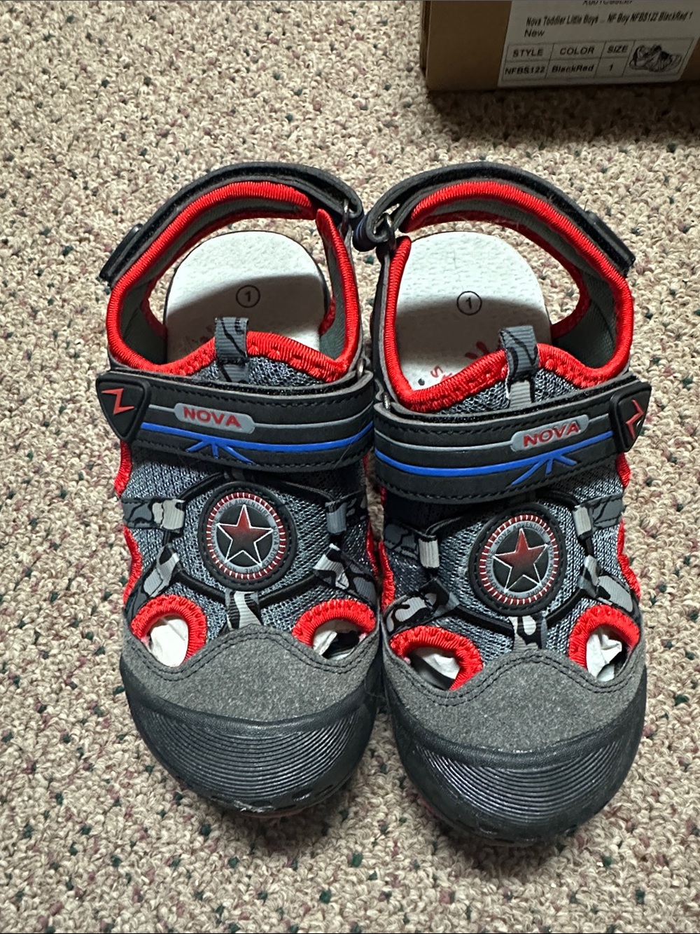 Nova Boys' Closed-Toe Sandals - Black & Red